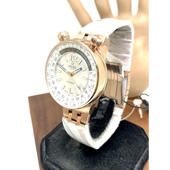 Gevril Men's Watch 48564 Swiss Automatic Wallabout Solar Compass Rose Gold 44mm - Picture 2 of 15